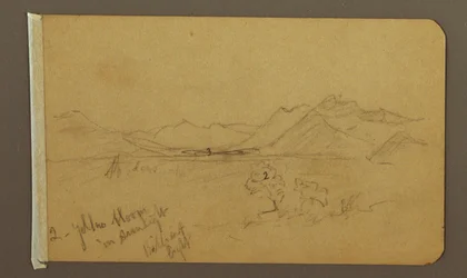 Zeichnung, Tal, Berge, möglicherweise 1893